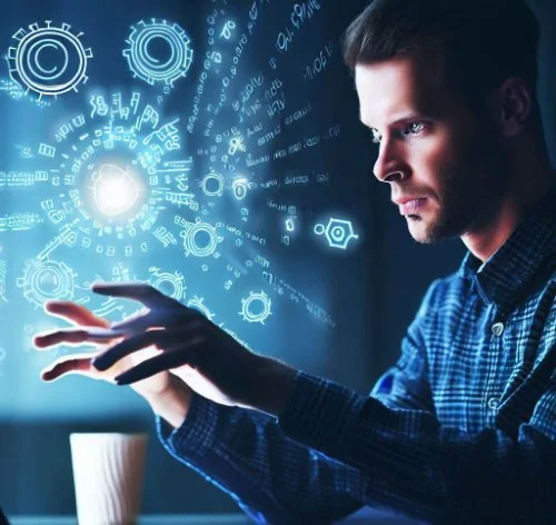 mies katselee näyttöä