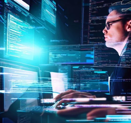 mies katselee näyttöä