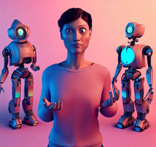 robotit ja tyttö huoneessa